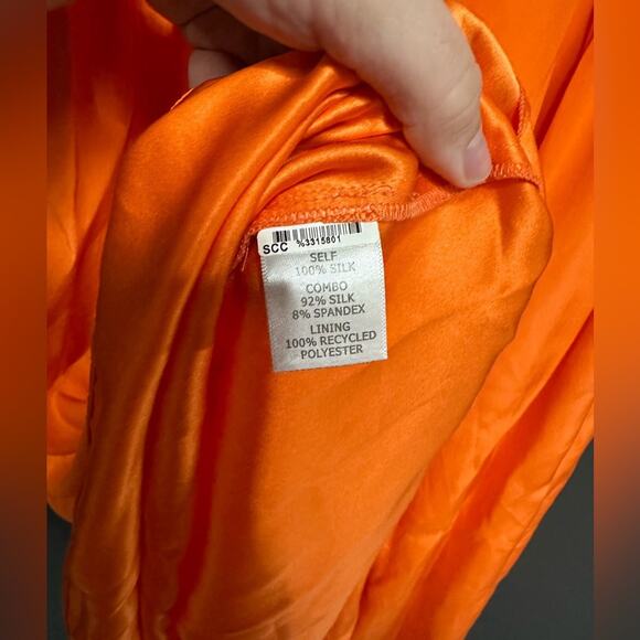 NWT La Ligne Vanessa Silk Scoop neck Open Back Midi Maxi Dress Orange S - Picture 5 of 5